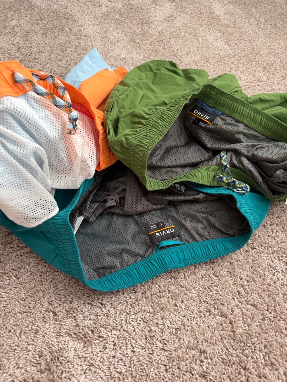 Colorblock Orange & Light Blue Swim Shorts + Green & Teal - Picture 9 of 9